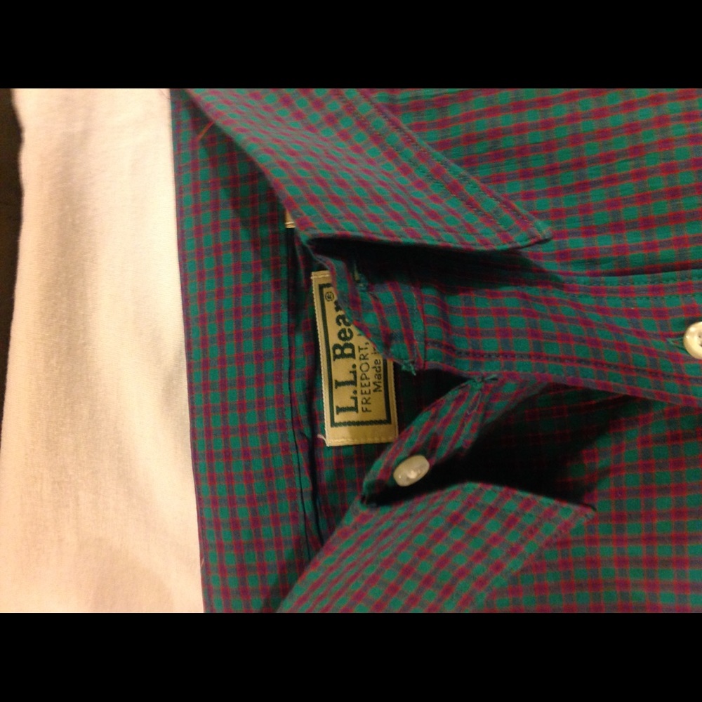 L.L. BEAN BUTTON DOWN PLAID SHIRT XL